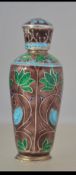A Persian style enamel set perfume bottle of tapering form with lid. Weight 30.2g / Size 6.