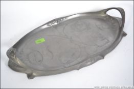 An Art nouveau Kayserzinn pewter tray designed by Hugo Leven.