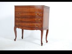 An excellent quality mahogany and brass lined bow fronted chest of drawers on stand.