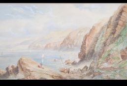 An early 20th century English School watercolour painting of a South Coast - Devon scene being