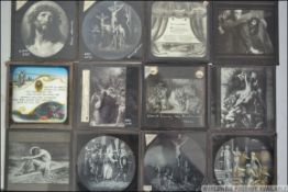 Magic Lantern Slides - Mixed lot of 200 plus magic lantern slides to include religious, views etc.