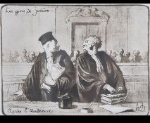 A 19th century framed and glazed lithograph monogram print after Honore Daumier (1808-1879).