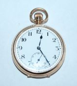 An early 20th century hallmarked 9ct gold open faced pocket watch marked 9ct / 375, Maker AL.D.