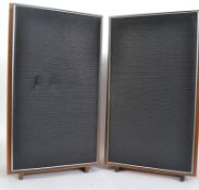 A pair of retro 20th century teak cased Elliptical speakers by Derum.