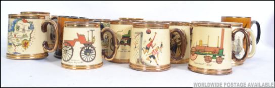 A collection vintage of ceramic pottery drinking tankards,