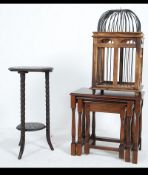 A collection of items to include a 20th century oak nest of tables together with a decorative