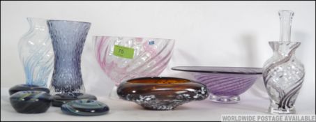 A good collection of glassware to include several pieces of Caithness, Whitefriars,
