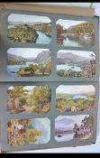 Postcards; A vintage postcard album, filled with Edwardian and 1930's postcards.