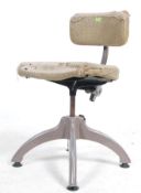 A vintage mid century Industrial office swivel chair with pad seat and back rest with painted grey