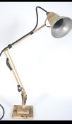 A mid century Herbert Terry 1227 model anglepoise desk lamp with square terraced base and pendant