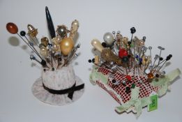 A good collection of 19th and 20th century hat pins - stick pins to include yellow and white metal,