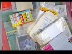 Boxed of mixed ephemera / stamps / cigarette cards to include CARRERAS , VINTAGE WORLD STAMPS ,