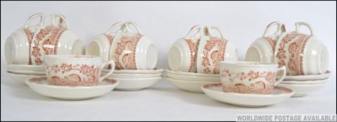 A early 20th century part bone China tea service in ' Furnivals Quail ' 1913 Made In England RD No