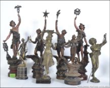 A collection of 19th and 20th century spelter figurines to include various style,