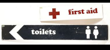 A pair of 1960's retro wooden advertising signs with vinyl back and letters.