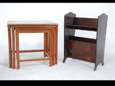 A 1970's retro G-Plan style teak wood and tile top coffee table with magazine rack to the underside.
