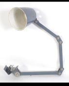 A 1960's Industrial Memlite anglepoise desk - wall mounted lamp in grey with square arms and