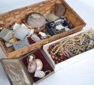 A collection of costume jewellery brooches to include stone set white metal,