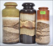 A group of vintage retro 1970's West German ceramic fat lava vases. Each vase stamped to the base.