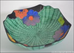 A 1930's Art Deco Crown Devon Matita pattern fruit bowl having stunning cobweb and flower design