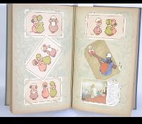Postcard Album; An Edwardian postcard album, filled with Edwardian postcards - all artist type,