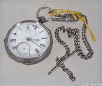 A silver hallmarked pocket watch, the dial marked for William C Hughes ty Amber Bethesda.