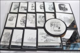 A collection of vintage collectable mirrors ( 19 in total ) depicting scenes from early 20th