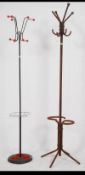 A retro mid century atomic hat / coat stand with chrome hooks together with a metal industrial coat