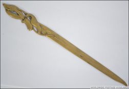 A early 20th century Art Nouveau gilded bronze figural Tulip Letter Opener / paper knife.