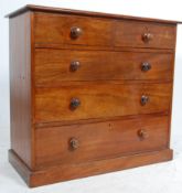 A Victorian mahogany 2 over 3 chest of drawers being raised on a plinth base with 2 short over 3