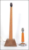 A 1920's Arts & Crafts solid oak table lamp in the form of a column together with a retro 1950's