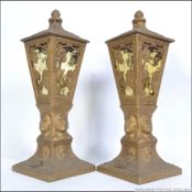 A pair of 1950's neo classical gilt metal lanterns - lights.