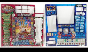 Two 20th century glass panelbacks from gaming machines the first Viva Las Vegas The Flintstones