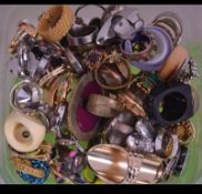 A collection of costume jewellery dress rings to include many different styles and shapes.