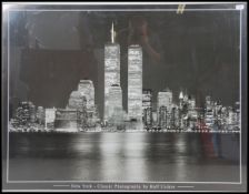 A large, late 20th century framed and glazed photograph of the New York Twin Towers by Ralf Uicker.