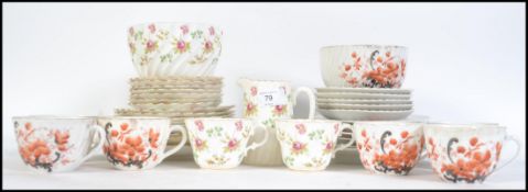 A late 19th century part bone China tea service together with an early 20th century part bone China