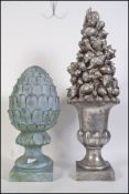 A large contemporary silvered shell work centre piece / balustrade together with another
