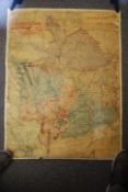 A vintage early 20th century canvas backed map of Monmouthshire by Ordnance Survey