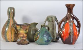 A collection of 20th century studio pottery to include a double gourd vase,