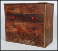 A Victorian mahogany 2 over 3 chest of drawers having flared top above with shaped apron to the