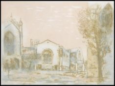 A framed and glazed aquatint limited edition 66 / 100 of Cheltenham College by Andre Bicat ( 1909 -