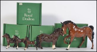 A group of five Royal Doulton ceramic figures to include Shetland Pony Brown,