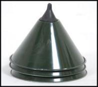 A set of 3 vintage lights enamel painted ex RAF Military metal factory style Industrial pendant