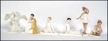 A group of six Bone China figurines to include Little Ballerina HN 3395, Ballet Shoes HN3434,