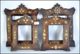 A collection of 4 vintage hardwood and mother of pearl photograph - picture frames ( see
