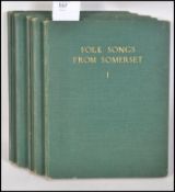 Folk Songs From Somerset - full set of five volumes. Dark green cloth with gilt titles.