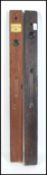 A vintage pair of early 20th century wooden and brass and brass large spirit levels by Elliot Lewis