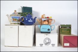 A collection of nine novelty collectable teapots to include Quick Ink, Orient Express,