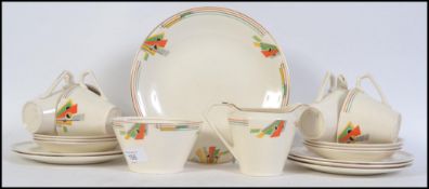 A vintage Art Deco British made Pareek Astoria tea service by Johnson Bros.