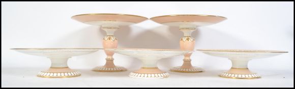 A group of 19th century matching Victorian porcelain tazza's / cake stands two taller ones and the